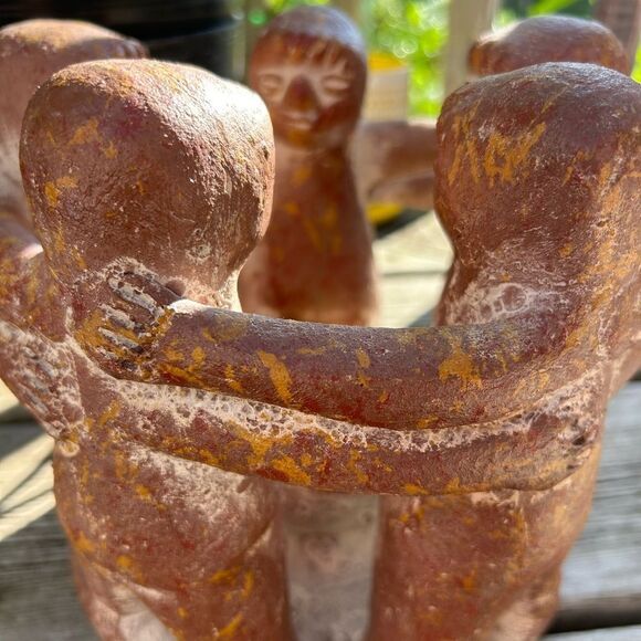 Vintage Terracotta Brown Circle of Friends Candle Holder Sculpture - Picture 9 of 16